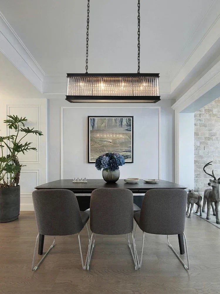 DecorBites™ Kristal Glass Rectangle Pendant Lights - Nordic Classic Dining Table Luminaire
