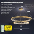 DecorBites™ Crystal Led Chandelier: Modern Luxury K9 Ring Dimmable Circle Hanging Lamp - Bedroom Living Dining Room Lighting