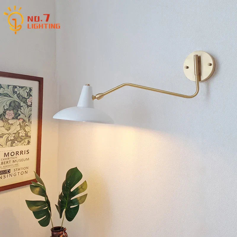 DecorBites™ Copper Swing Arm Wall Lamp LED E27 Retro Telescopic Bedside Living Room
