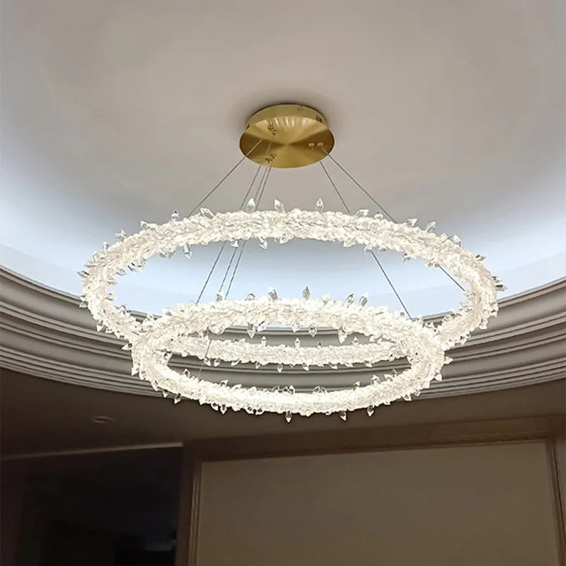 DecorBites™ Luxe Crystal Pendant Light - Dimmable LED Art Deco Circle Lamp