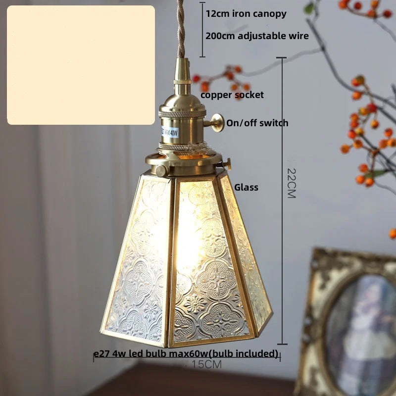 DecorBites™ Cube Glass LED Pendant Light: Modern Copper Hanging Lamp for Bedroom, Restaurant, Hallway