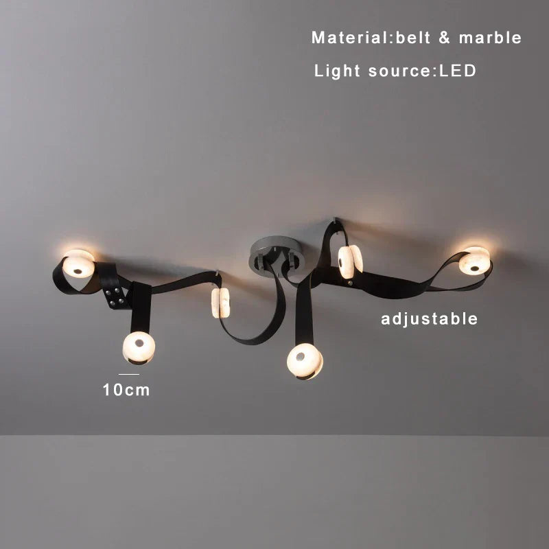 DecorBites™ Designer Belt Marble Pendant Lights: Luxury Dimmable Fixture for Villa Duplex