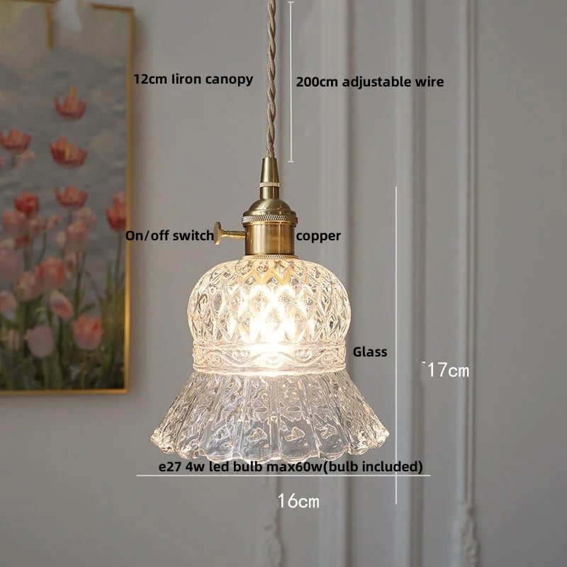DecorBites™ Clear Glass Pendant Lamp with Knob Switch for Modern Minimalist Decor