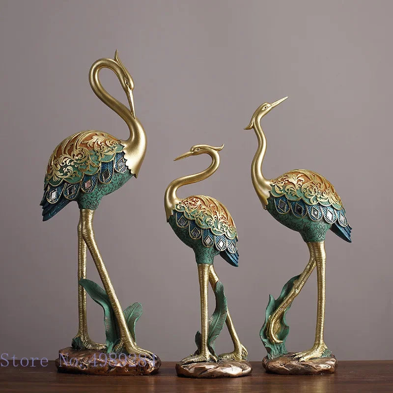 DecorBites™ Crane Bird Sculpture: Handcrafted Resin Ornament for Home Decor