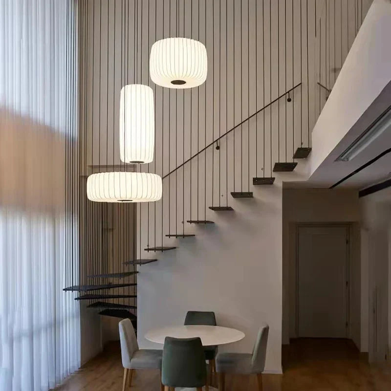 DecorBites™ Japanese Style Cloth Pendant Light - Nordic Design for Living Room and Restaurant