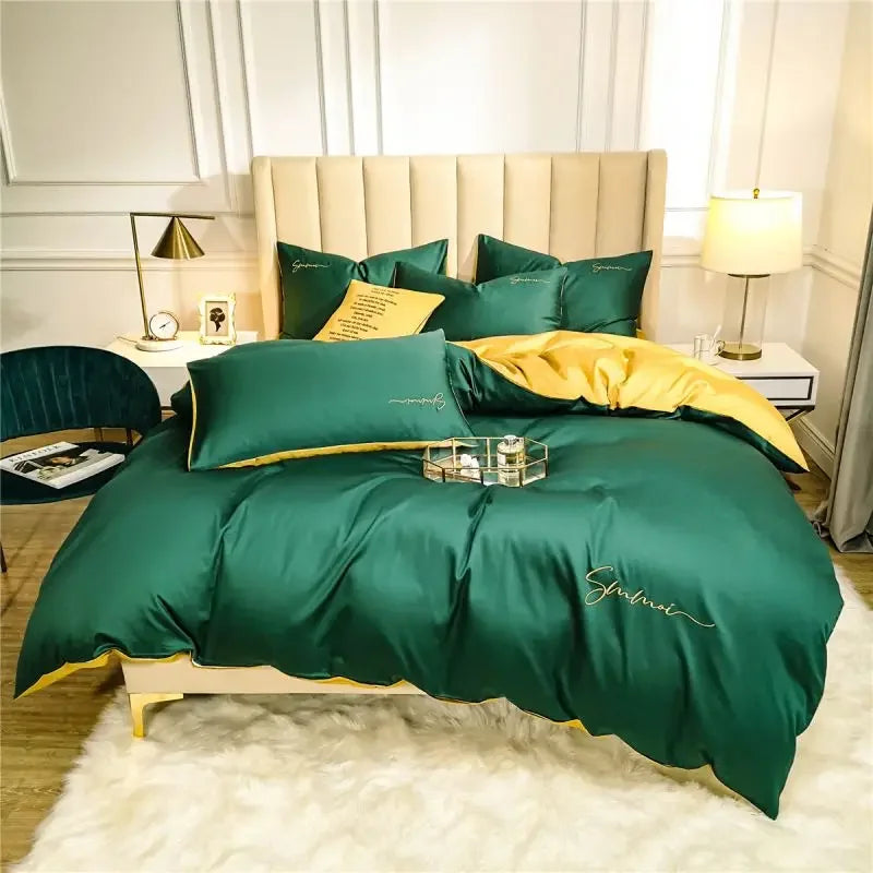 DecorBites™ Egyptian Cotton Bedding Set with Sheet Pillowcase Blanket Cover - Queen King Size