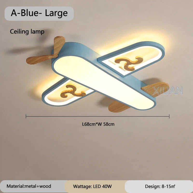 DecorBites™ Kids Airplane Pendant Lights Wood Metal Sconces Nursery School LED