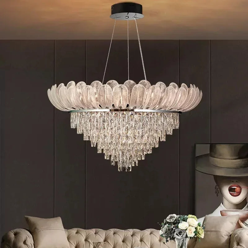 DecorBites™ Crystal Crown Chandelier: Luxe Ceiling Light for Home, Shop & Lobby