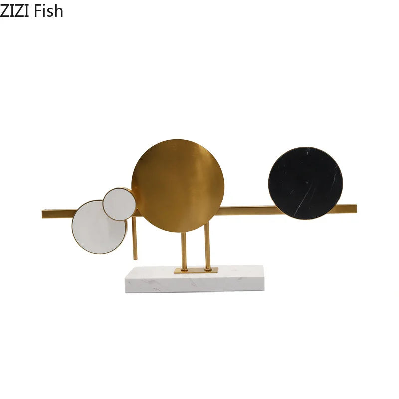 DecorBites™ Circular Marble Sculpture on Base for Desk Decoration & Room Aesthetics