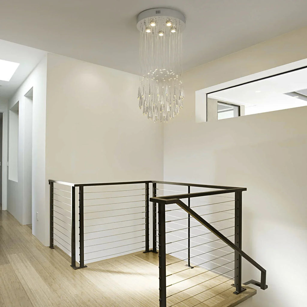 DecorBites™ Crystal Ring Pendant Chandelier: Modern Ceiling Light for Living & Dining Room
