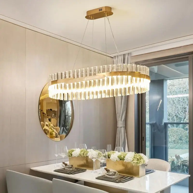 DecorBites™ Crystal LED Circle Pendant Chandelier for Living Room Kitchen Decor