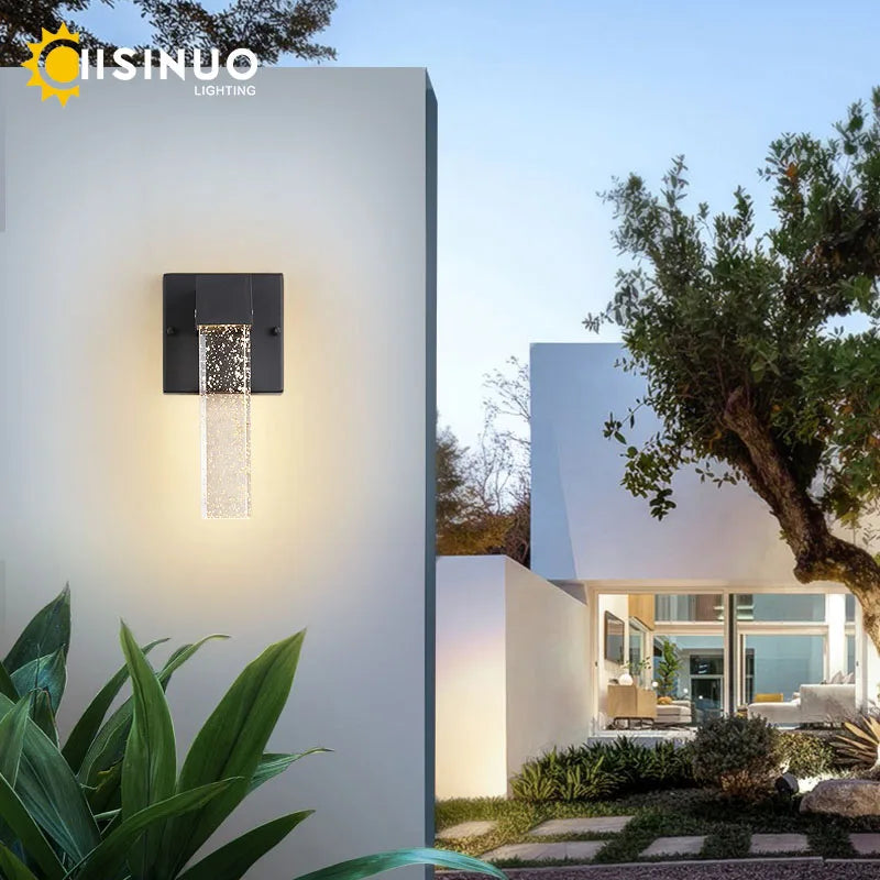 DecorBites™ Crystal LED Outdoor Wall Light IP65 Waterproof Sconce for Balcony Garden