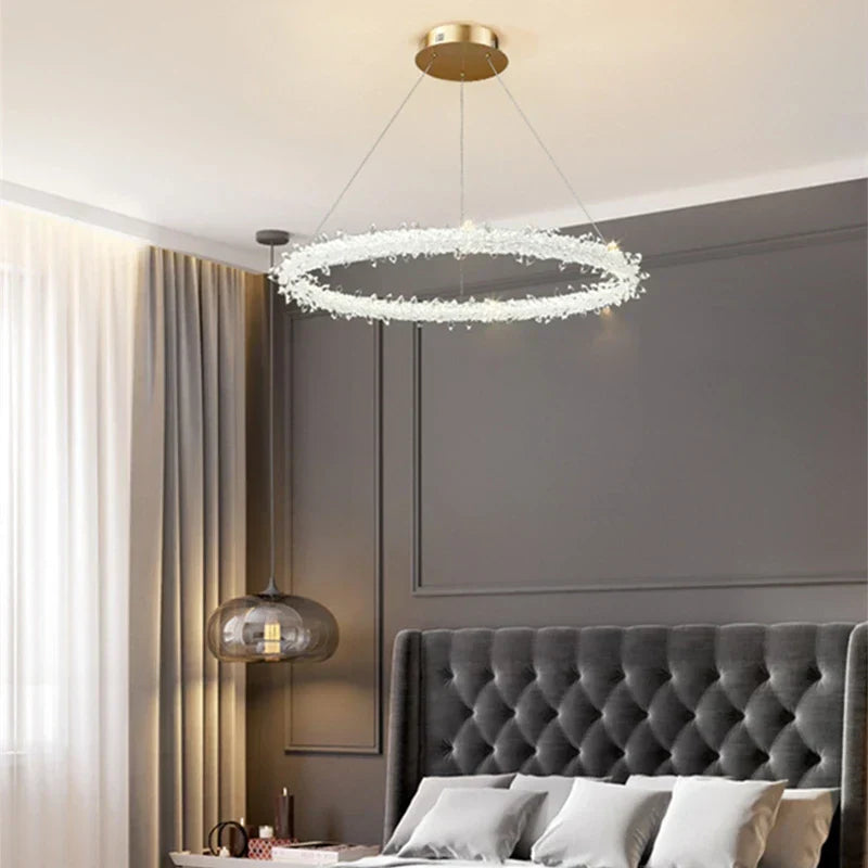 DecorBites™ K9 Crystal Round Chandelier: Modern LED Pendant Lamp for Home, Living Room, Bedroom, Lobby