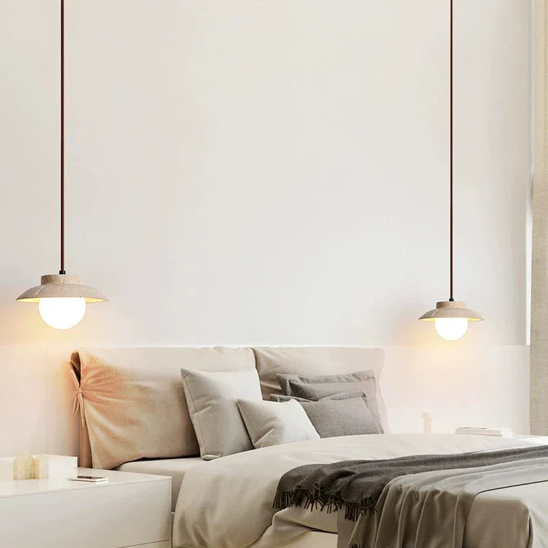 DecorBites™ Cream Stone Chandelier Pendant Lamp - Nordic Style Bedroom Hanging Light