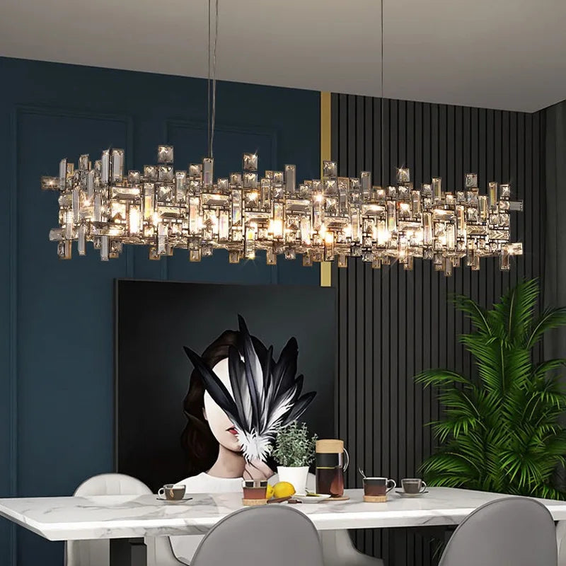 DecorBites™ Crystal Pendant Chandelier for Modern Living, Dining, Bedroom Lighting
