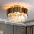 DecorBites™ Gold Crystal Round LED Ceiling Light Fixture for Modern Living Room