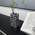 DecorBites™ Geometric Crystal Ball Silver Ball Glass Vase, Home Decoration Accessories