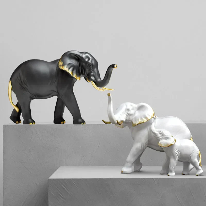 DecorBites™ Elephant Resin Figurine: Interior Lucky Ornament for Home Decor