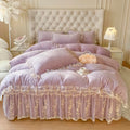 DecorBites™ Lace Princess Bedding Set with Velvet Bed Skirt & Quilt Cover