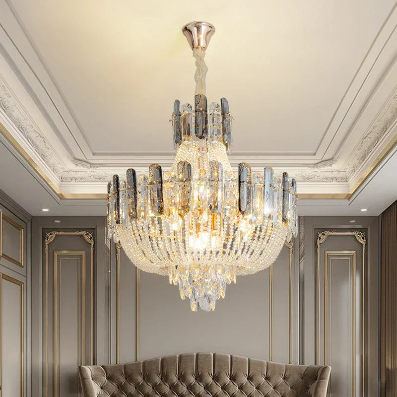 DecorBites™ French Bead Chain Crystal Chandelier for Luxury Spaces