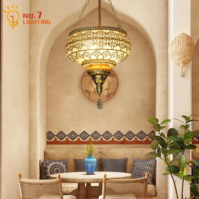 DecorBites™ Gold Lustre Iron Art Pendant Lights LED E27, Exotic Design for Home, Restaurant, Bar