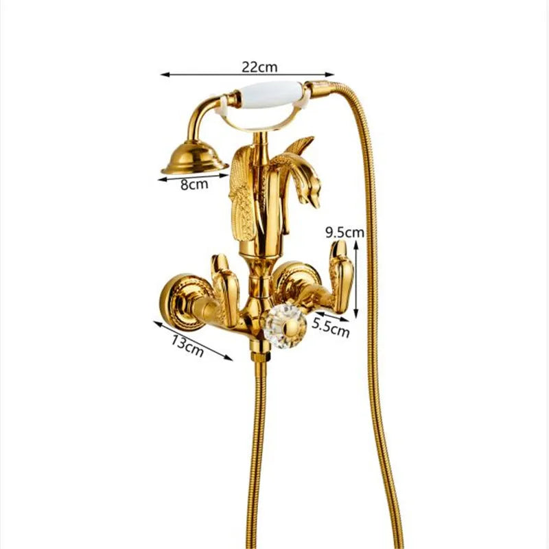 DecorBites™ Gold Swan Bathtub & Shower Faucet Set - Wall Mounted Bathroom Mixer Tap