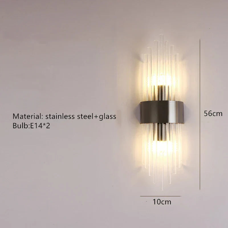 DecorBites™ Crystal LED Wall Lamp Stainless Steel Sconces for Bedroom Dining Room