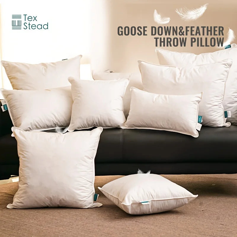 DecorBites™ Goose Feather Insert Pillow - White, Bed & Couch Decorative Pillows