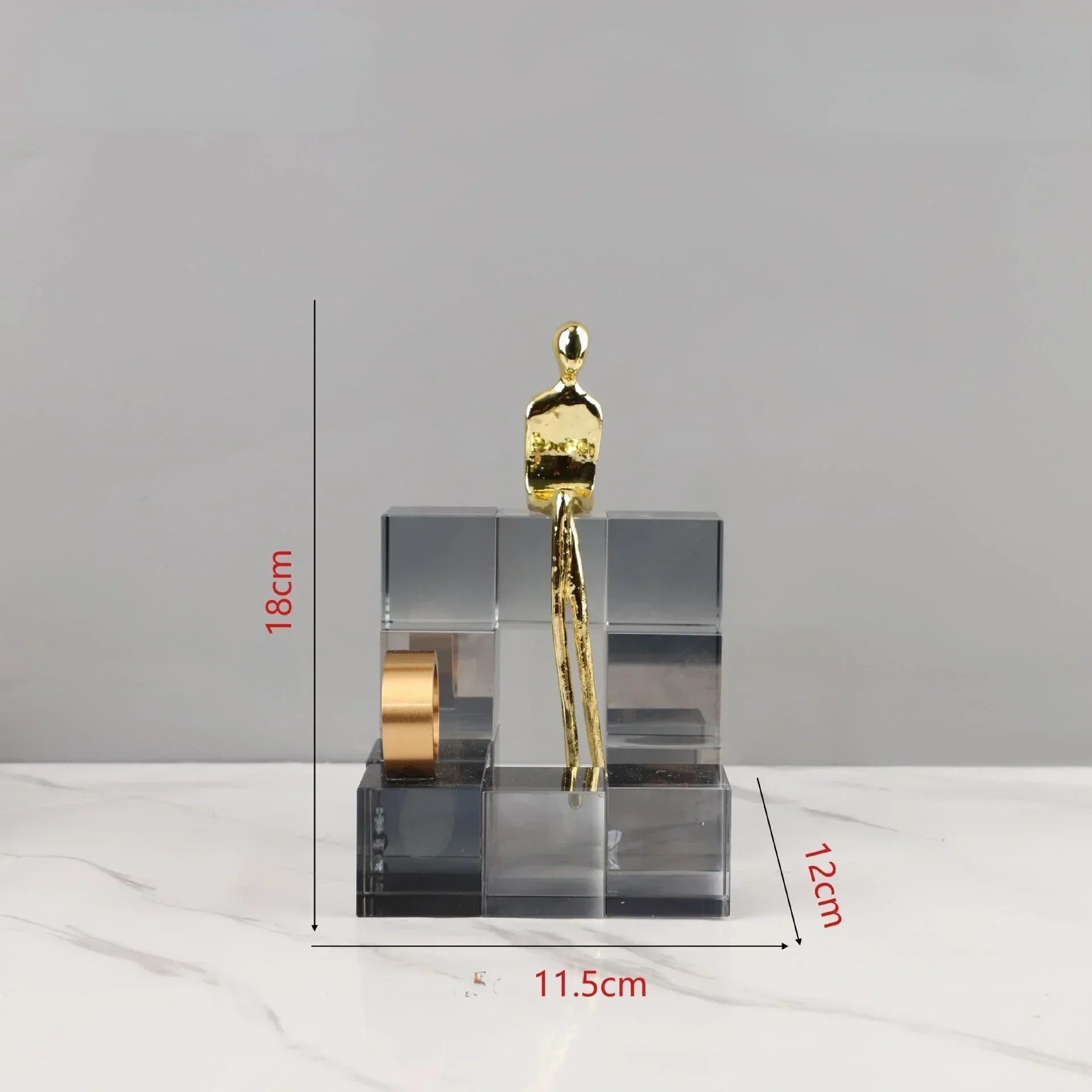 DecorBites™ Geometric Stair Crystal Ornament Metal Gold Sculpture
