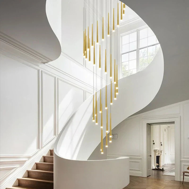 DecorBites™ Golden LED Tapered Chandelier for Modern Living Room & Kitchen Lighting