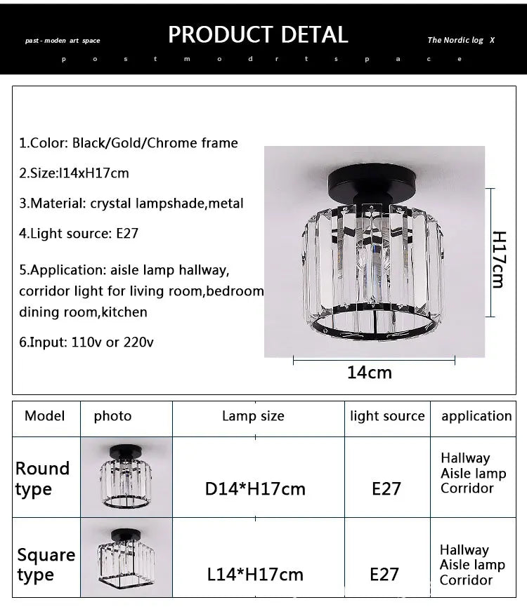 DecorBites™ Crystal LED Ceiling Light Modern Home Decor Fixture for Living Room Kitchen Hallway