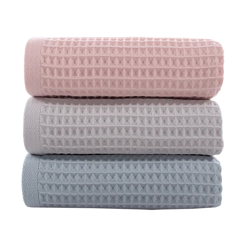 DecorBites™ Cotton Waffle Towel Bath Set for Adults & Children - 70*140cm & 34*74cm