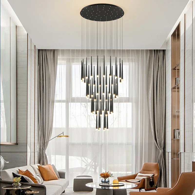 DecorBites™ Golden Tapered LED Chandelier for Modern Living Room, Kitchen, Hall - Indoor Lighting