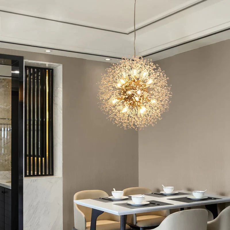 DecorBites™ Dandelion Spark LED Chandelier – Modern Art Crystal Lamps for Home Decor