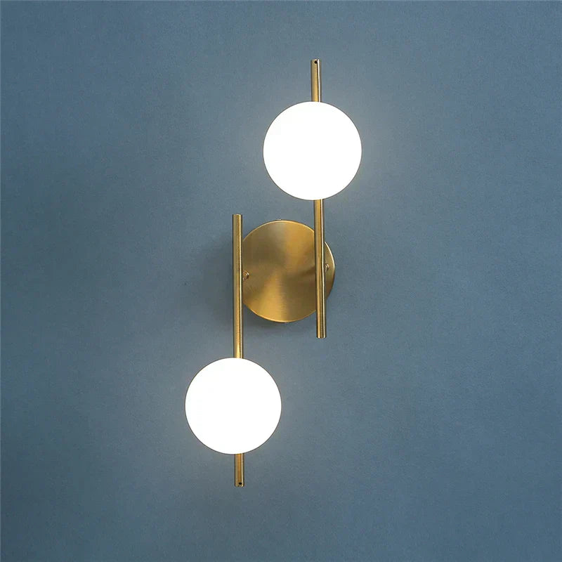 DecorBites™ Golden Indoor Wall Lights with Milky Glass Ball, Double G9 Bulbs