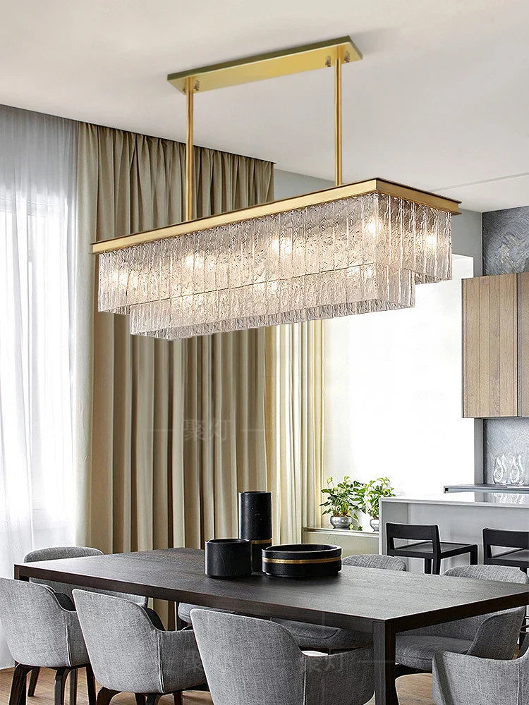 DecorBites™ Crystal LED Chandelier: Minimalist Luxury Lighting for Dinning Table