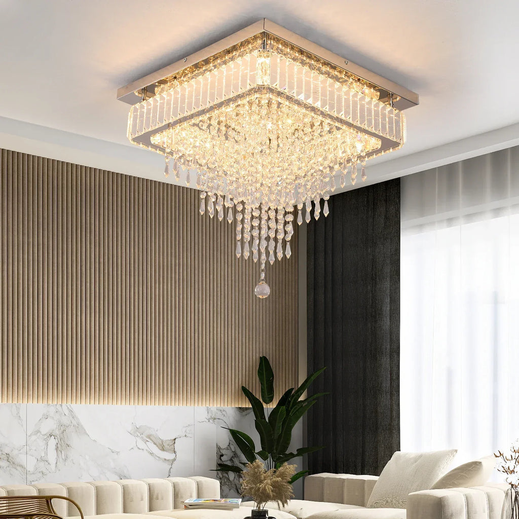 DecorBites™ Crystal LED Pendant Chandelier for Dining Living Room Decor