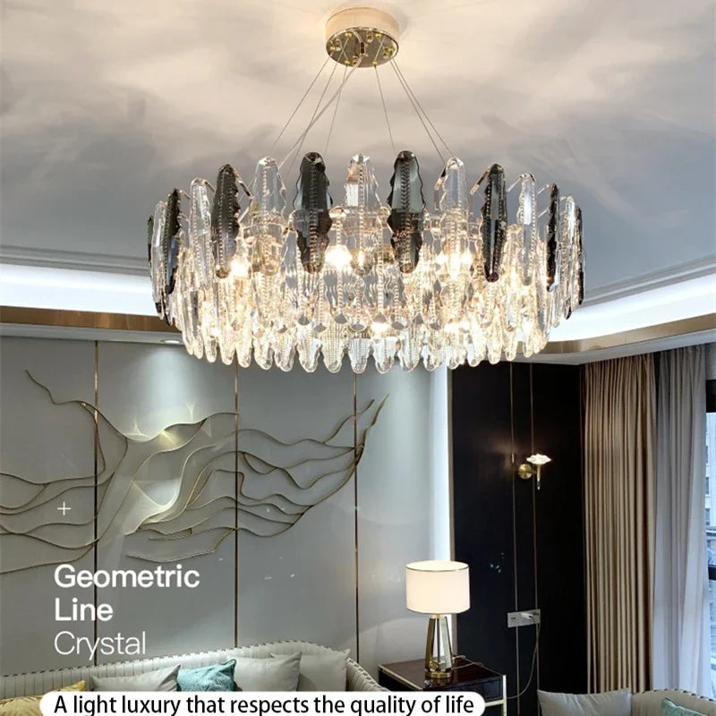 DecorBites™ Diamond Crystal Chandelier Pendant Lamp LED Lighting for Elegant Living Room