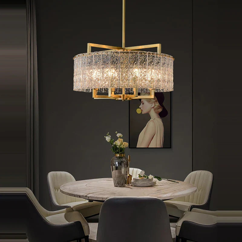 DecorBites™ Dimmable LED Copper Glass Chandelier for Living Room