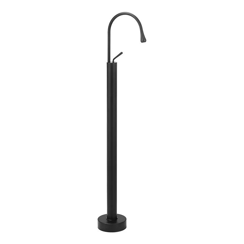 DecorBites™ Black Brass Floor Standing Bathtub Faucet with Long Water Drop Design