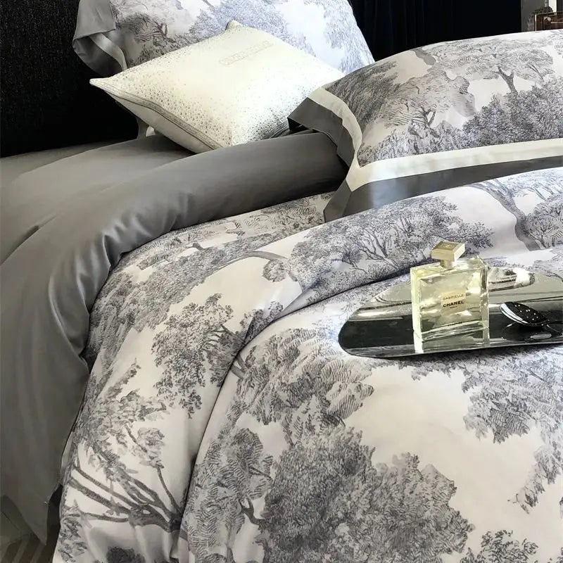 DecorBites™ Jungle Print Flowers Bedding Set: Silky Soft Duvet Cover, Sheet Set, Pillowcase