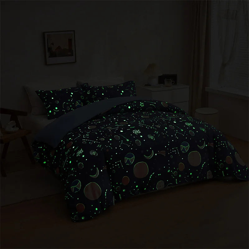 DecorBites™ Cosmos Luminous Bedding Set King Queen Double Single Duvet Cover Dream Quilt