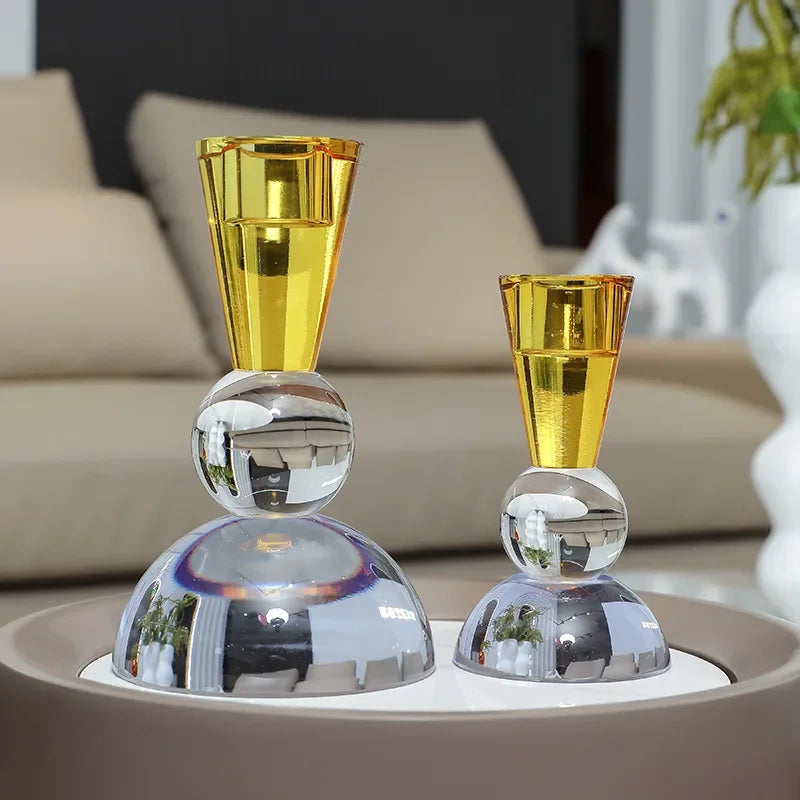 DecorBites™ Crystal Candle Holder: Elegant Table Centerpiece for Romantic Events & Home Decor