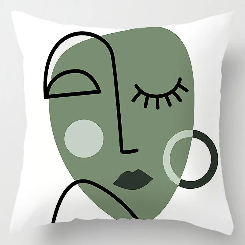 DecorBites™ Geometric Leaves Print Cushion Cover for Home Decor and Comfort