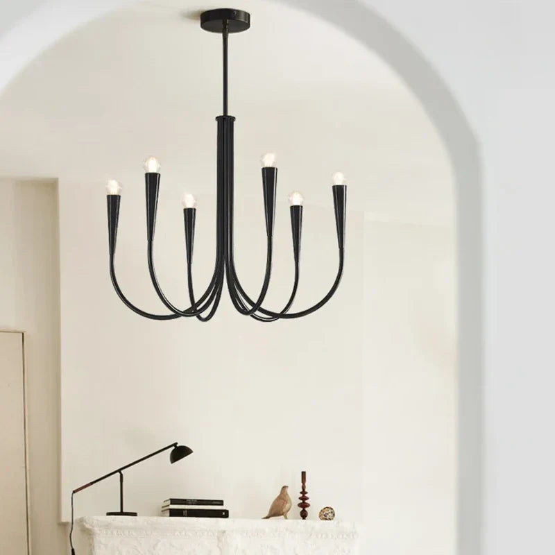 DecorBites™ French Candle Led Chandelier Black Gold Kitchen Modern Island Light
