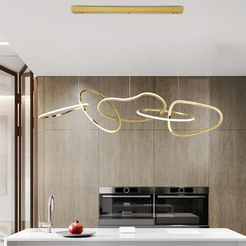 DecorBites™ Gold LED Ring Ceiling Chandelier: Modern Luxury for Bar, Hotel, Bedroom & Restaurant
