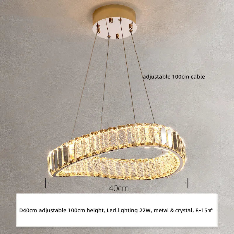 DecorBites™ Irregular Steel & K9 Crystal LED Pendant Chandelier for Foyer, Dimmable Lighting