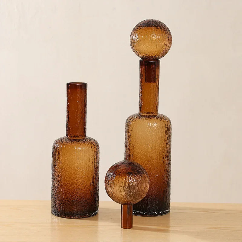 DecorBites™ Clear Glass Vase with Lid, Home Decor, Aromatherapy Bottle & Candle Holder