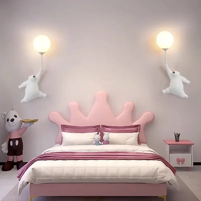 DecorBites™ Kids Bear Wall Light Moon Decor for Girl Bedroom