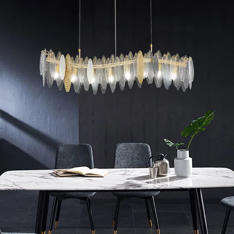 DecorBites™ Gold Metal Chain LED Pendant Lights for Modern Luxury Living Room